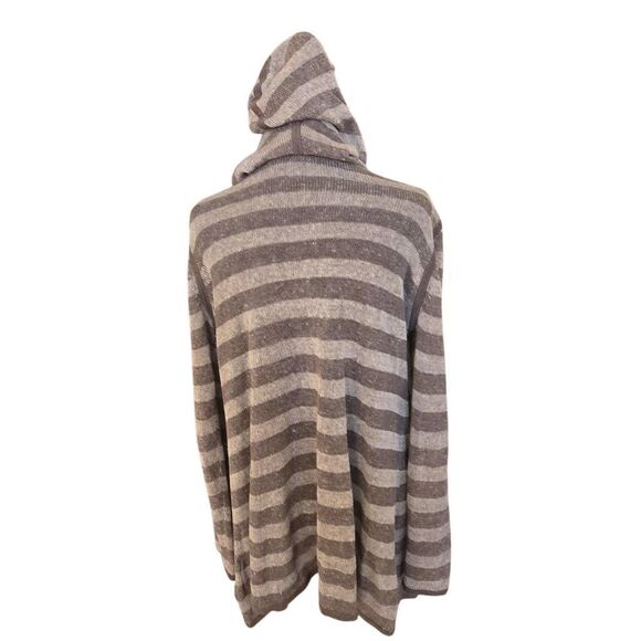 Eileen Fisher Womens Gray Striped Long Sleeve Hooded Open Front Sweater Size Med - Picture 5 of 10